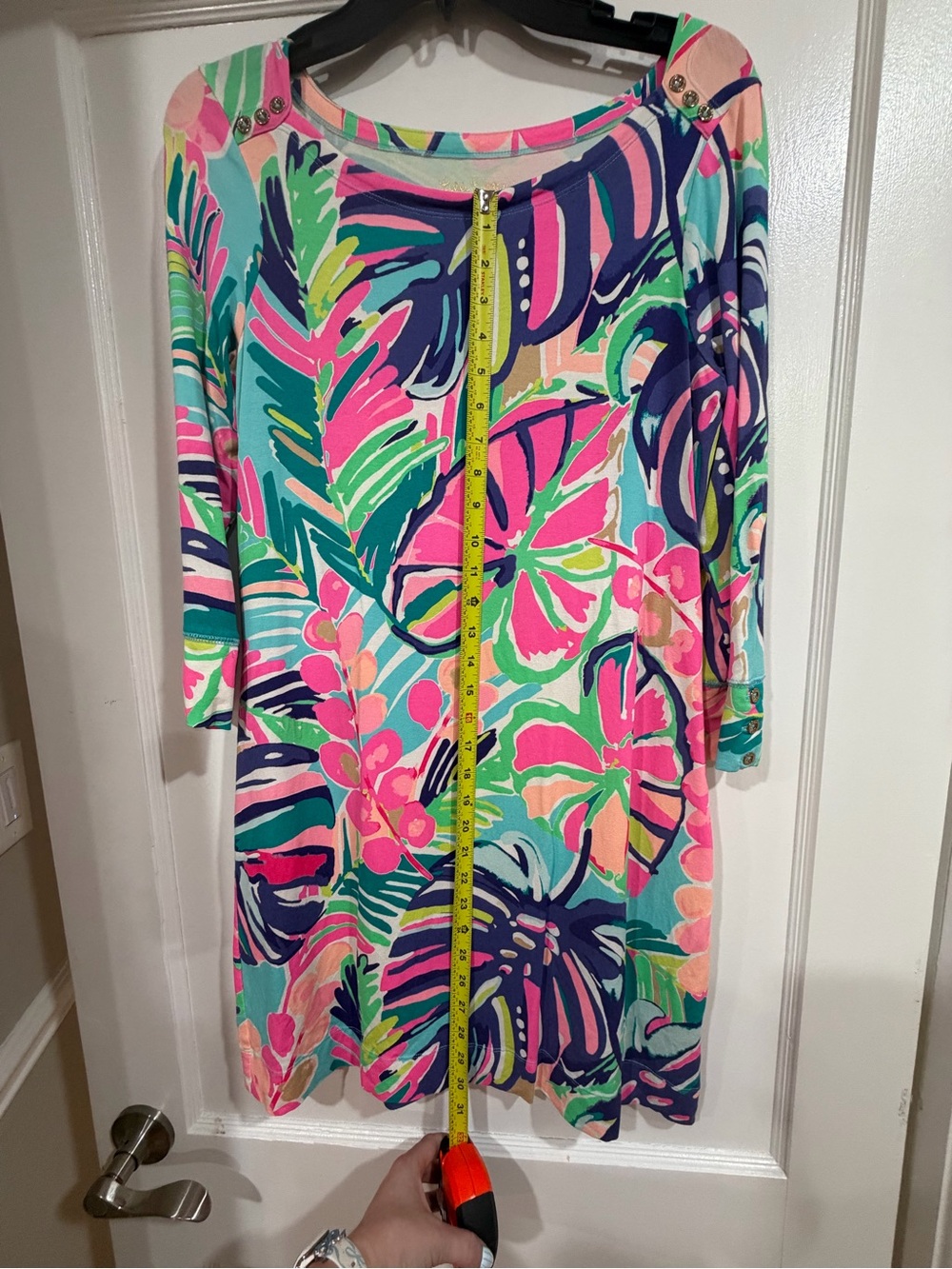 Lilly Pulitzer Neon Floral Tunic Dress - Pink & Teal & Navy - Picture 6 of 10